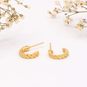 13mm Rope Effect Gold Hoop Earrings