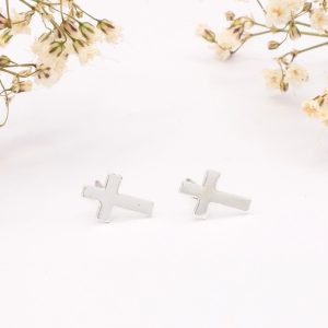 Silver Cross Stud Earrings