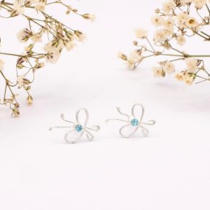 Silver Wire Butterfly Stud Earrings
