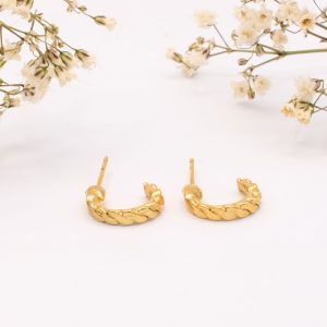 13mm Rope Effect Gold Hoop Earrings