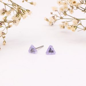 Lilac Crystal Triangle Stud Earrings