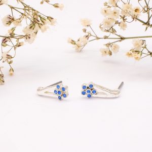 Sapphire Flower Drop Earrings