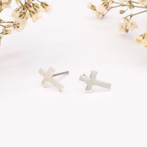 Silver Cross Stud Earrings