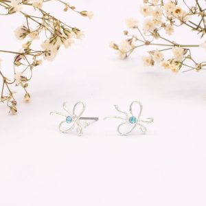 Silver Wire Butterfly Stud Earrings