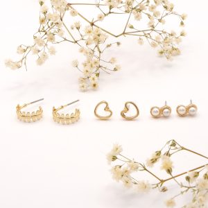 Heart and Pearl Keepsake Earring Set