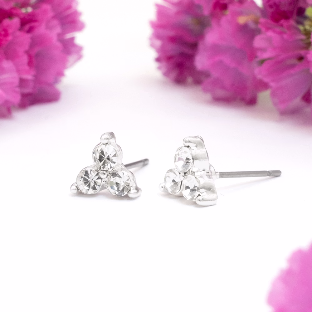 Trinity Crystal Stud Earrings - Image 3