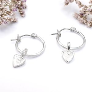 20mm Silver Heart Hoop Earrings