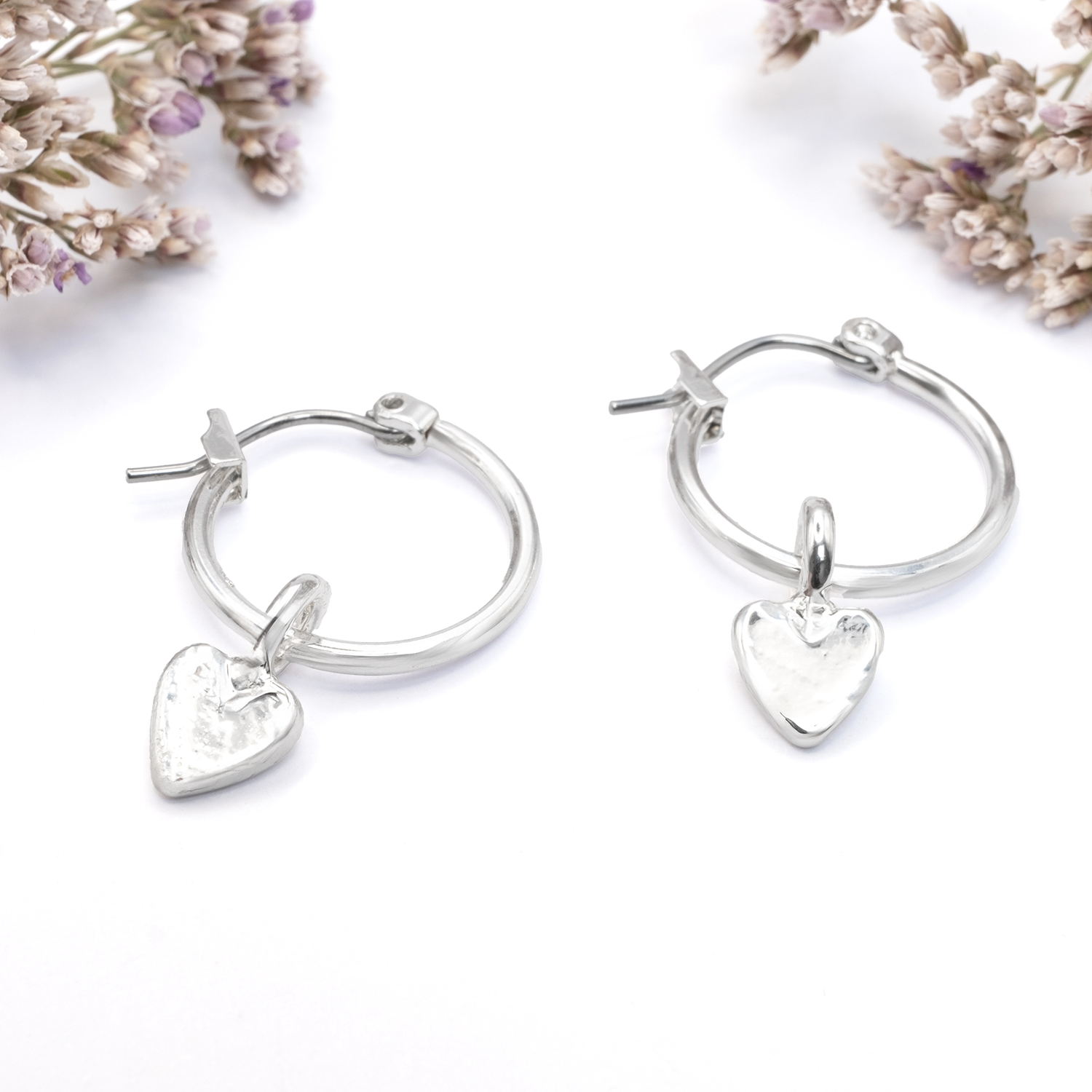 20mm Silver Heart Hoop Earrings