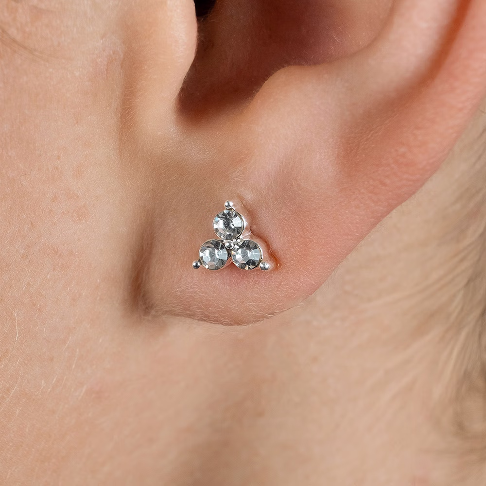 Trinity Crystal Stud Earrings - Image 2