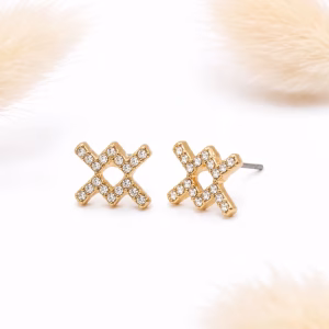 Aquarius Zodiac Crystal Gold Stud Earrings