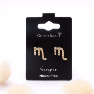 Scorpio Zodiac Crystal Gold Stud Earrings