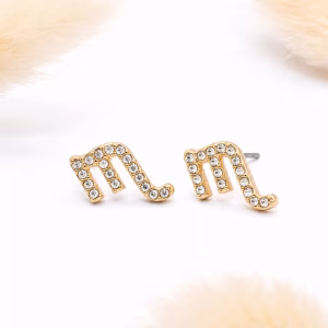 Scorpio Zodiac Crystal Gold Stud Earrings