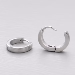 Silver 12.5mm Solid Huggie Hoop