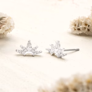 Silver Wing CZ Stud Earrings
