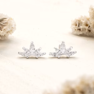 Silver Wing CZ Stud Earrings