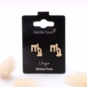 Virgo Zodiac Crystal Gold Stud Earrings